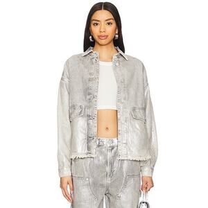 ALLSAINTS Hettie Denim Shacket Coated Silver